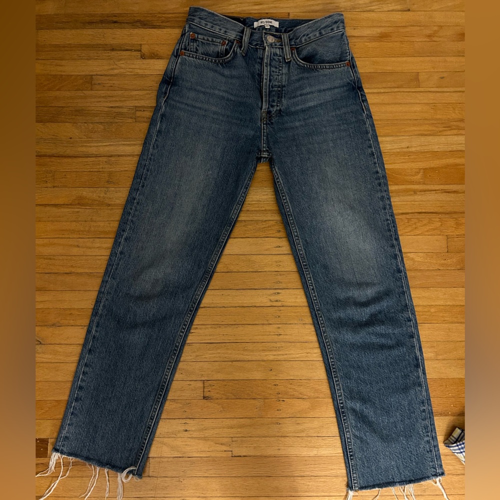 RE/DONE 70s Stove Pipe Jeans High Waist Straight Leg Size 24
